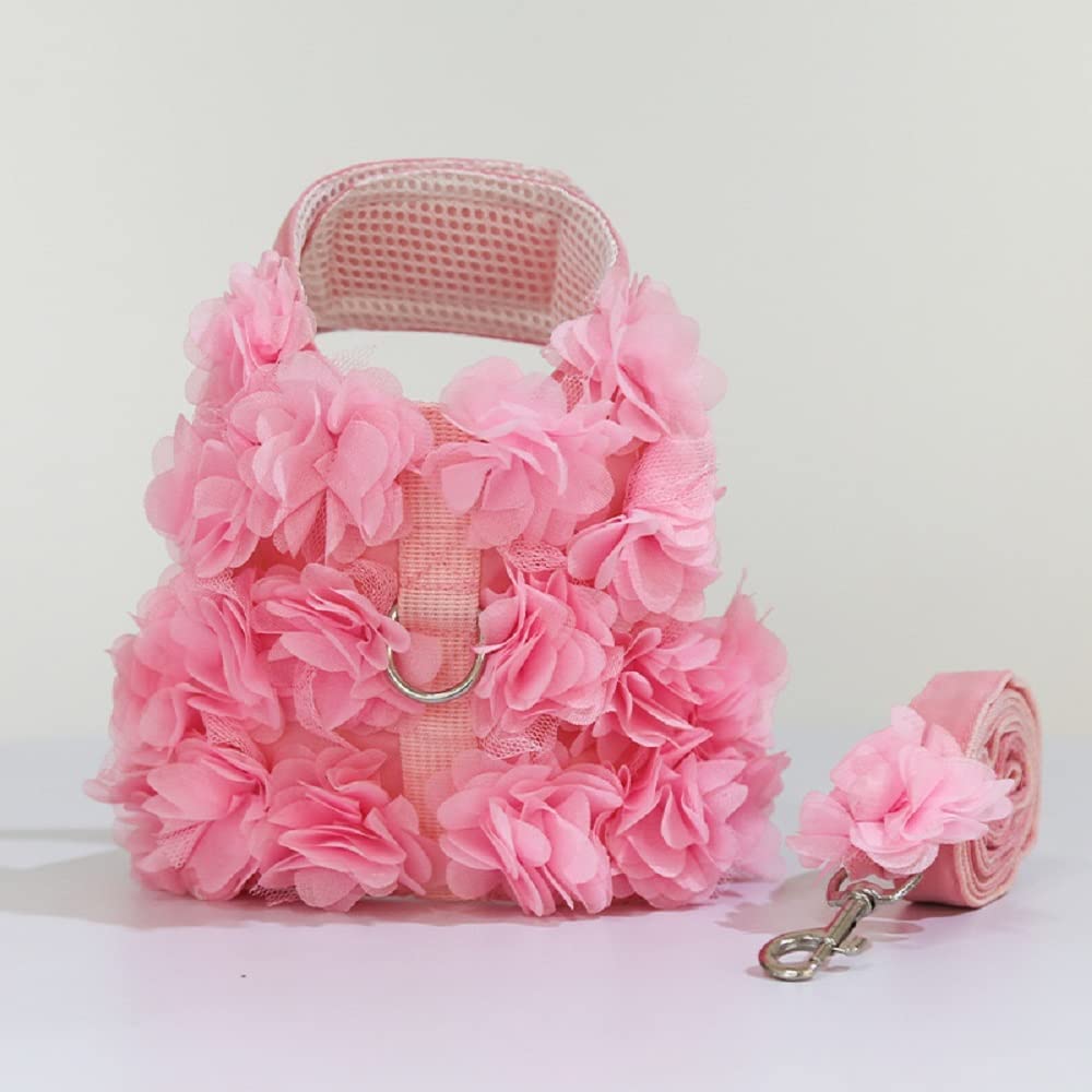 Pechera arnés para perro con flores, chaleco para paseo, Correa para Mascotas y Velcro para Cachorro gato y perro - Imagen 2