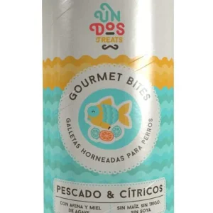 Un dos Treats Premios Para Perro Gourmet Bites Galletas Horneadas Pescado y Citricos 155.97 Gr