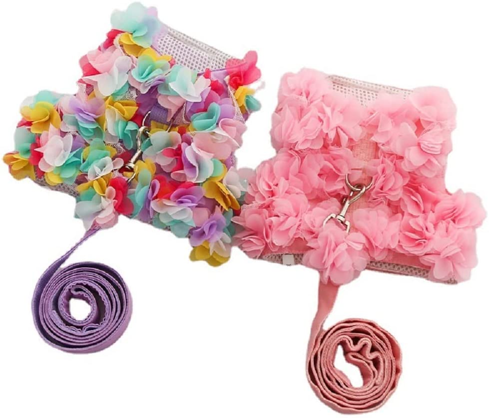 Pechera arnés para perro con flores, chaleco para paseo, Correa para Mascotas y Velcro para Cachorro gato y perro - Imagen 6