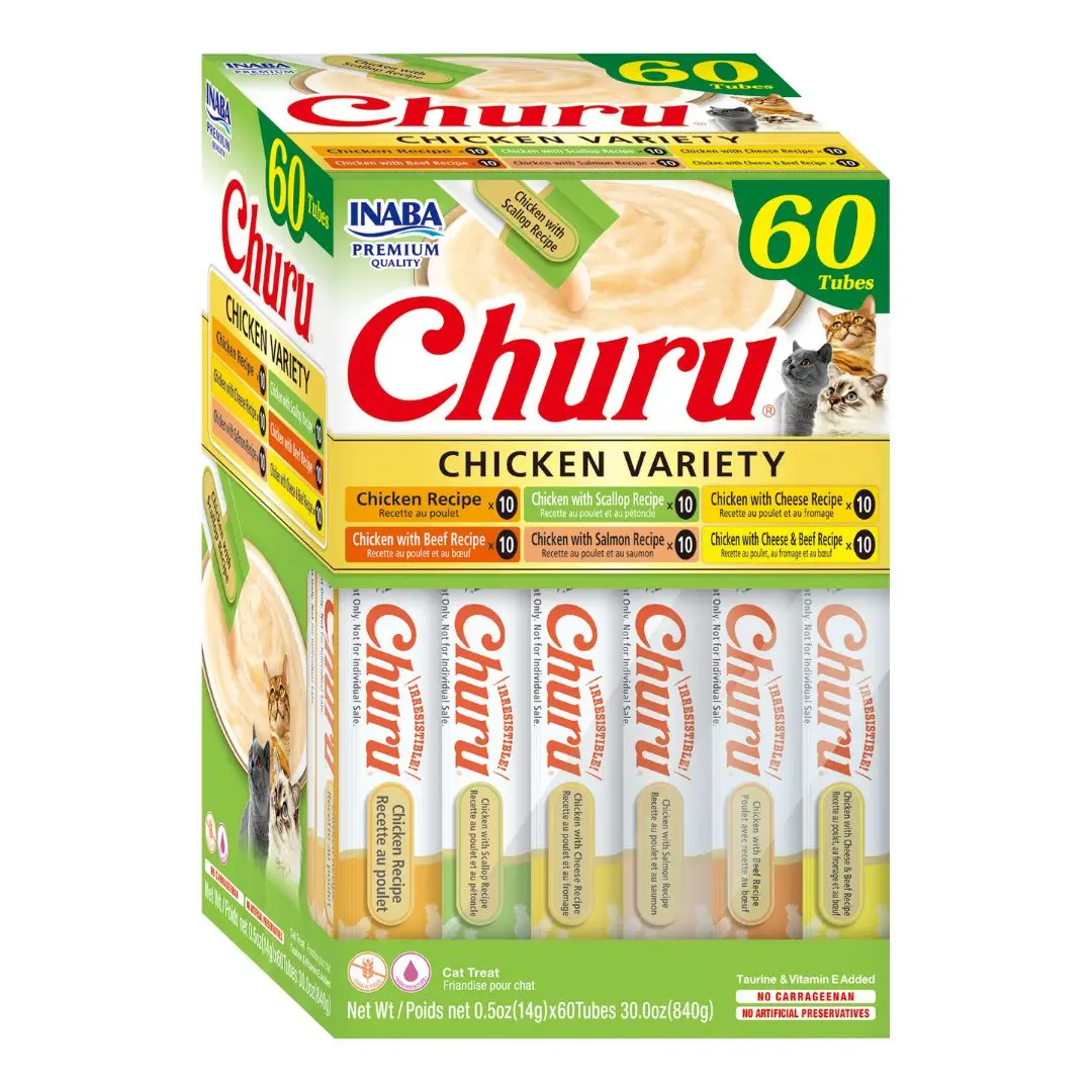 Churu Box Variedades de Pollo – 60 Tubos para Gatos